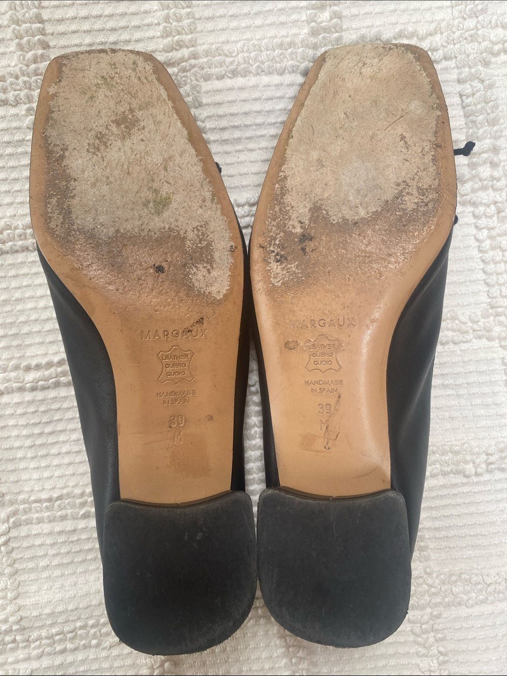 Margaux Ada square toe black leather nappa ballet heels size 39 - Picture 10 of 10